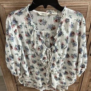 Denim & Supply Ralph Lauren Floral Top   Cream and Blue